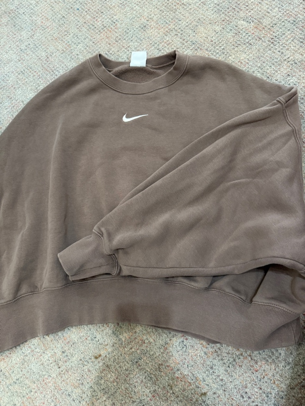 Nike Brown Crew Sweatshirt with White Swoosh